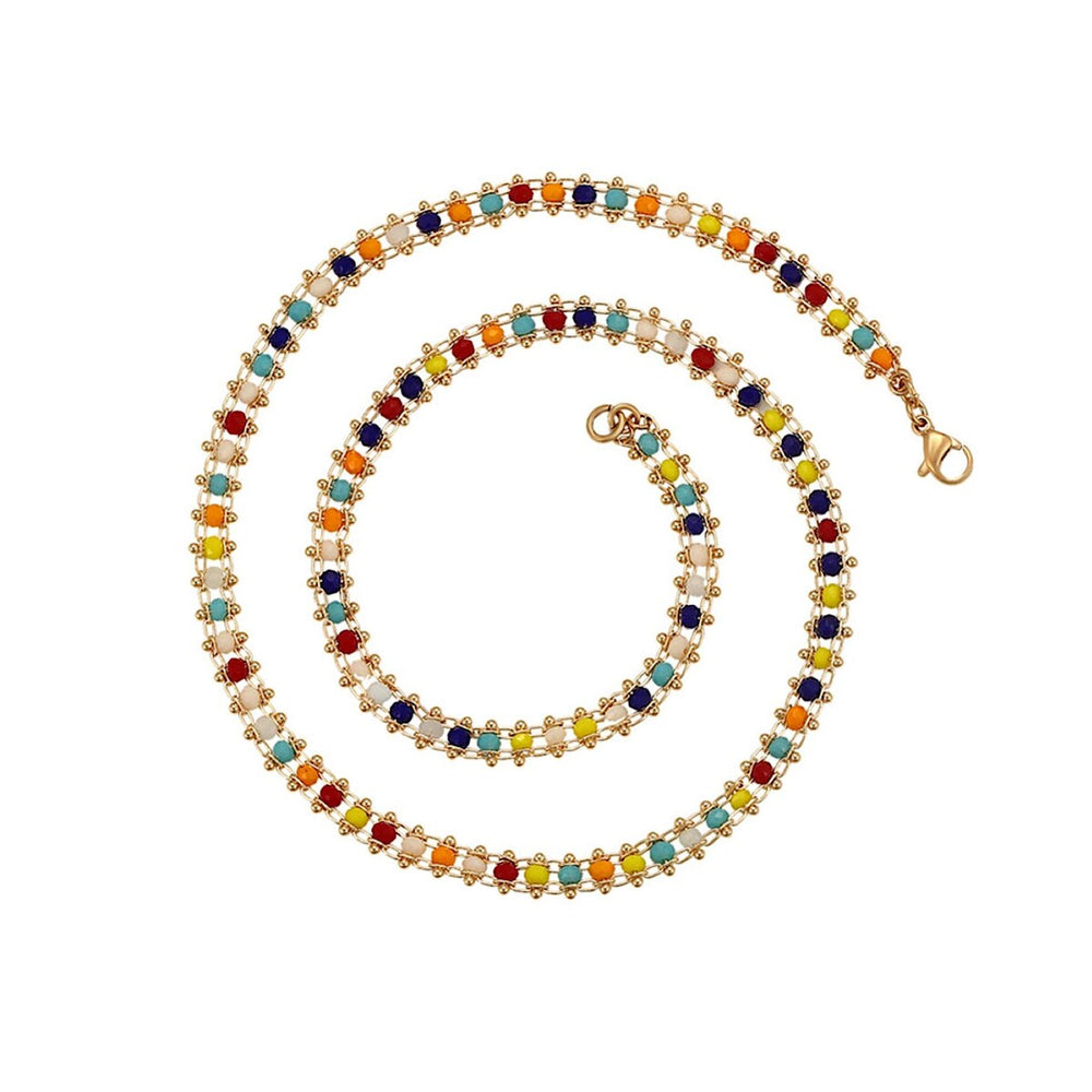 Multi Colored Beaded Necklace - White