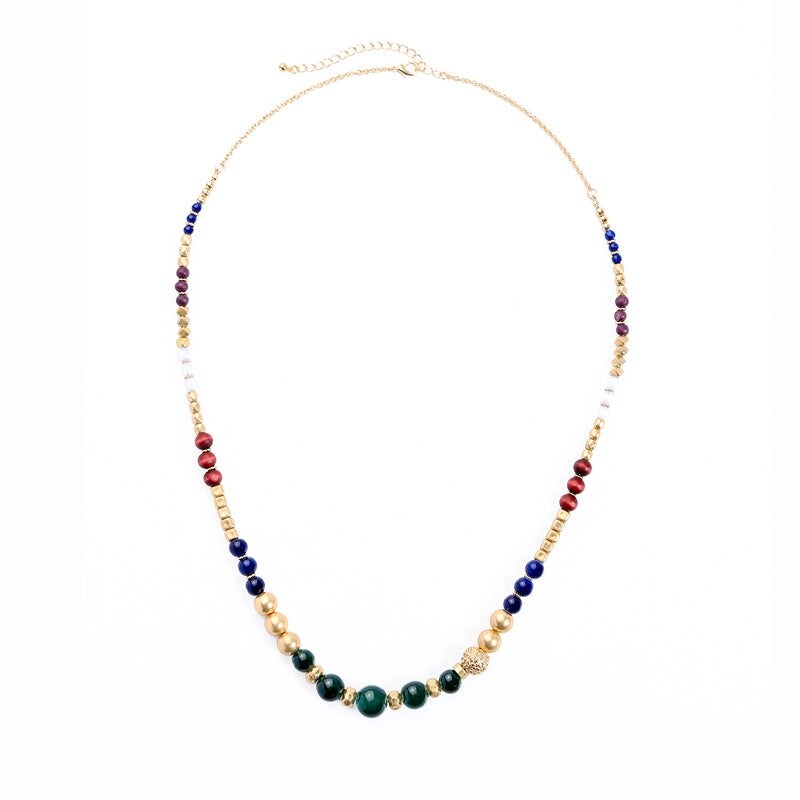 Multi Colored Beaded Necklace - White