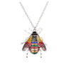 Multi Colored Bee Pendant Necklace - White