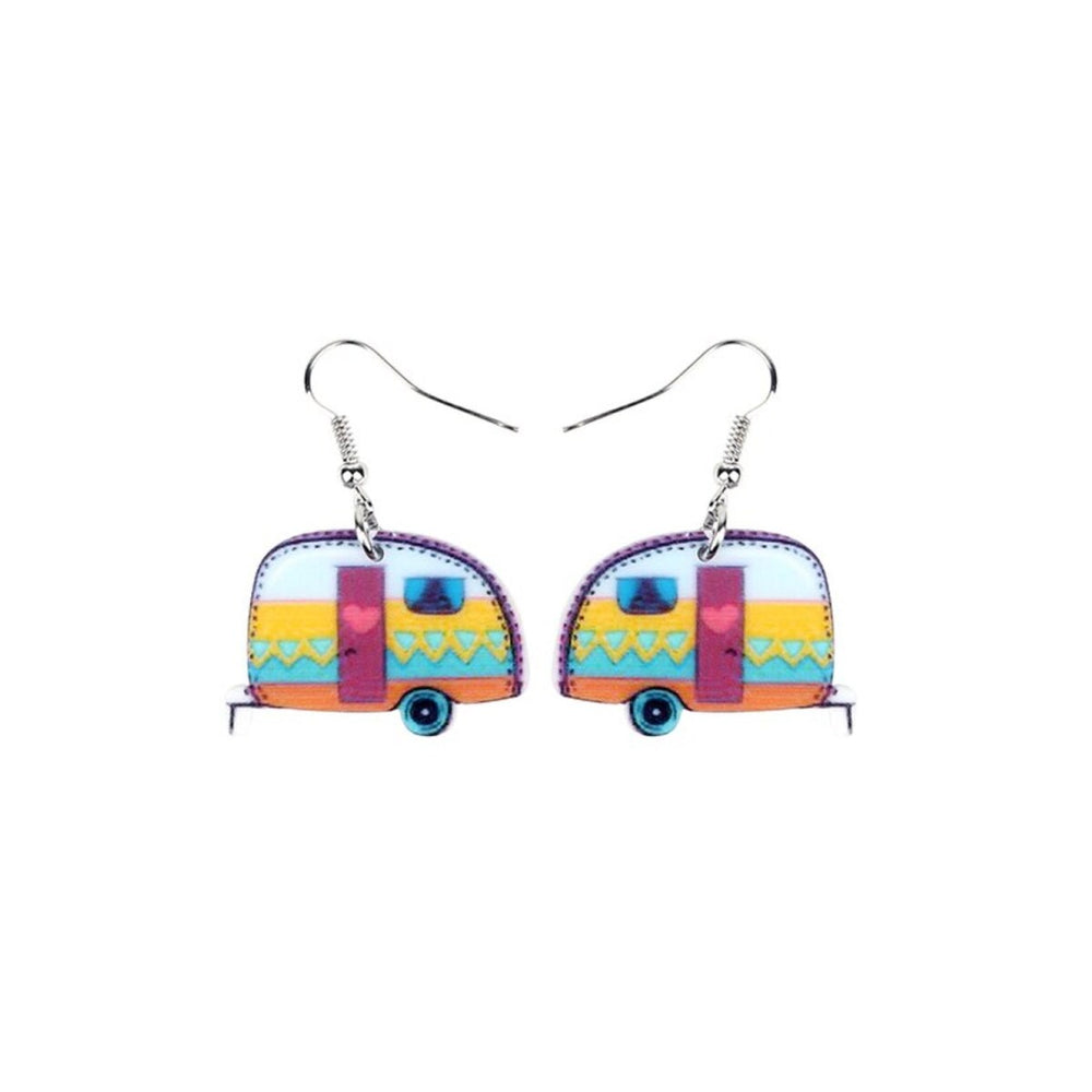 Multi Colored Camper Van Drop Earrings