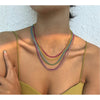 Multi Colored Chain Layered Necklace - White