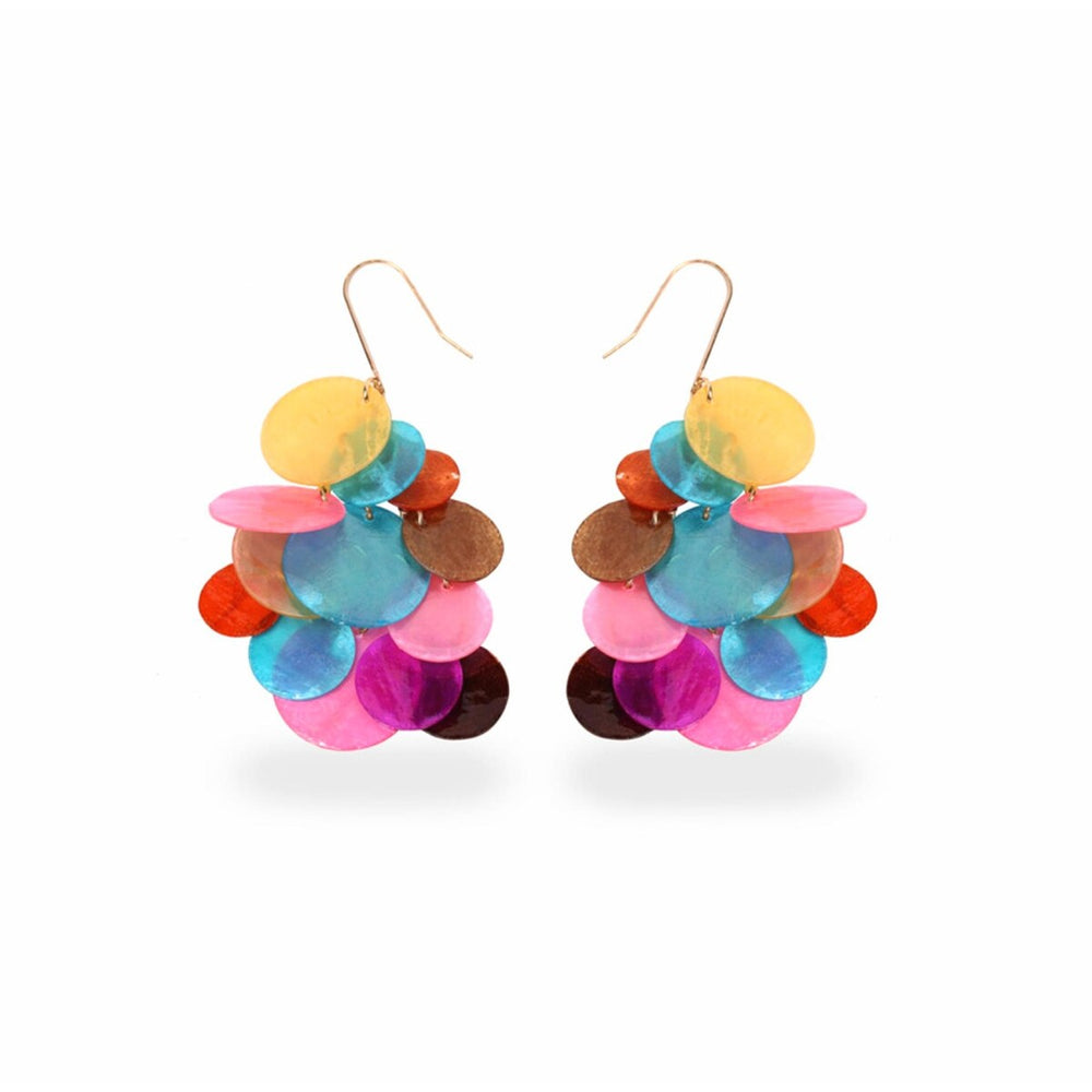 Multi Colored Clustered Drop Earrings