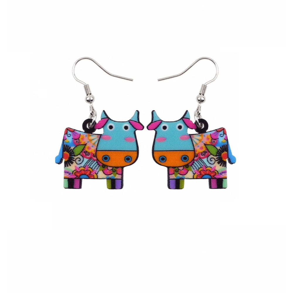 Multi Colored Cow Drop Earrings