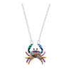 Multi Colored Crab Pendant Necklace - White