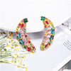 Multi Colored Crystal Banana Earrings