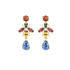 Multi Colored Crystal Bee Drop Earrings