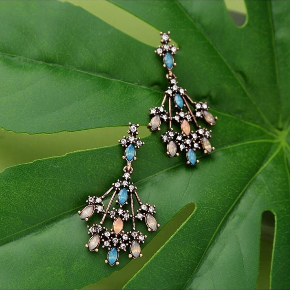 Multi Colored Crystal Chandelier Drop Earrings