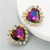 Multi Colored Crystal Heart Stud Earrings