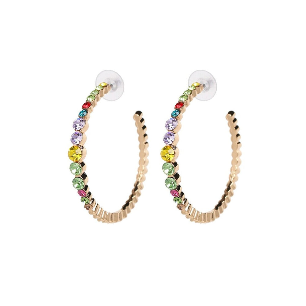 Multi Colored Crystal Hoop Earrings