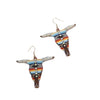 Multi Colored Crystal Long Horn Skull Drop Earrings