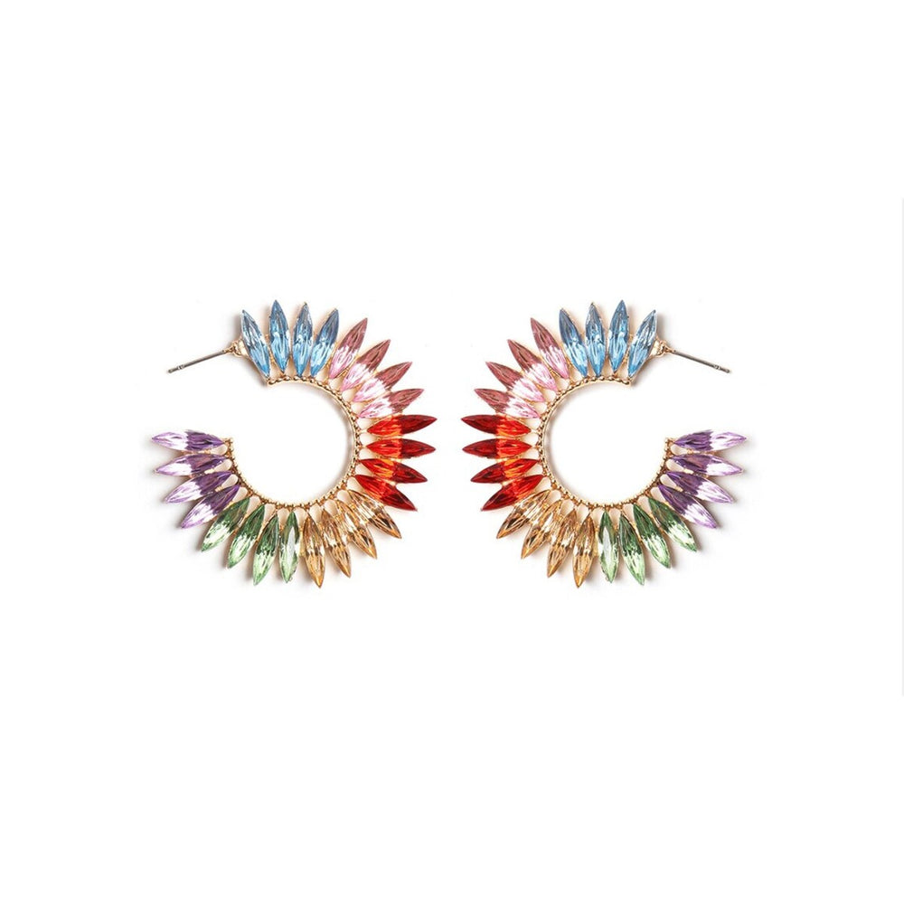 Multi Colored Crystal Marquis Circular Earrings