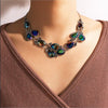 Multi Colored Crystal Teardrop Clustered Necklace - White