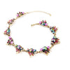 Multi Colored Crystal Triangular Statement Necklace - White