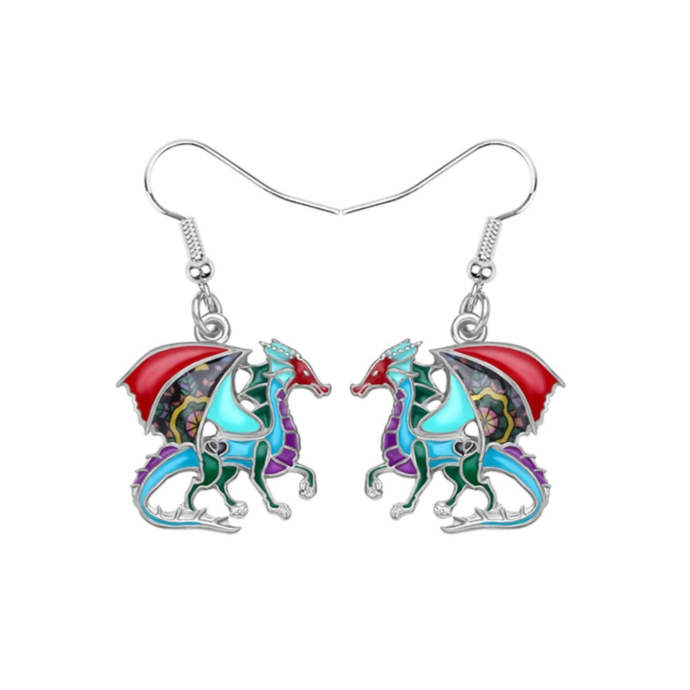 Multi Colored Dragon Drop Earrings