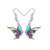 Multi Colored Enamel Butterfly Drop Earrings