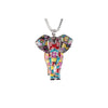 Multi Colored Enamel Elephant Pendant Necklace - White