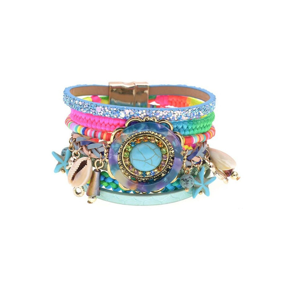 Multi Colored Faux Leather Boho Seaside Bracelet