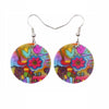 Multi Colored Floral Circular Earrings