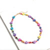 Multi Colored Flower Beaded Necklace - White