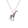 Multi Colored Giraffe Pendant Necklace - White