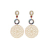 Multi Colored Goldtone Openwork Circular Earrings