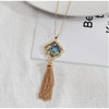 Multi Colored Goldtone Tassel Long Necklace - White