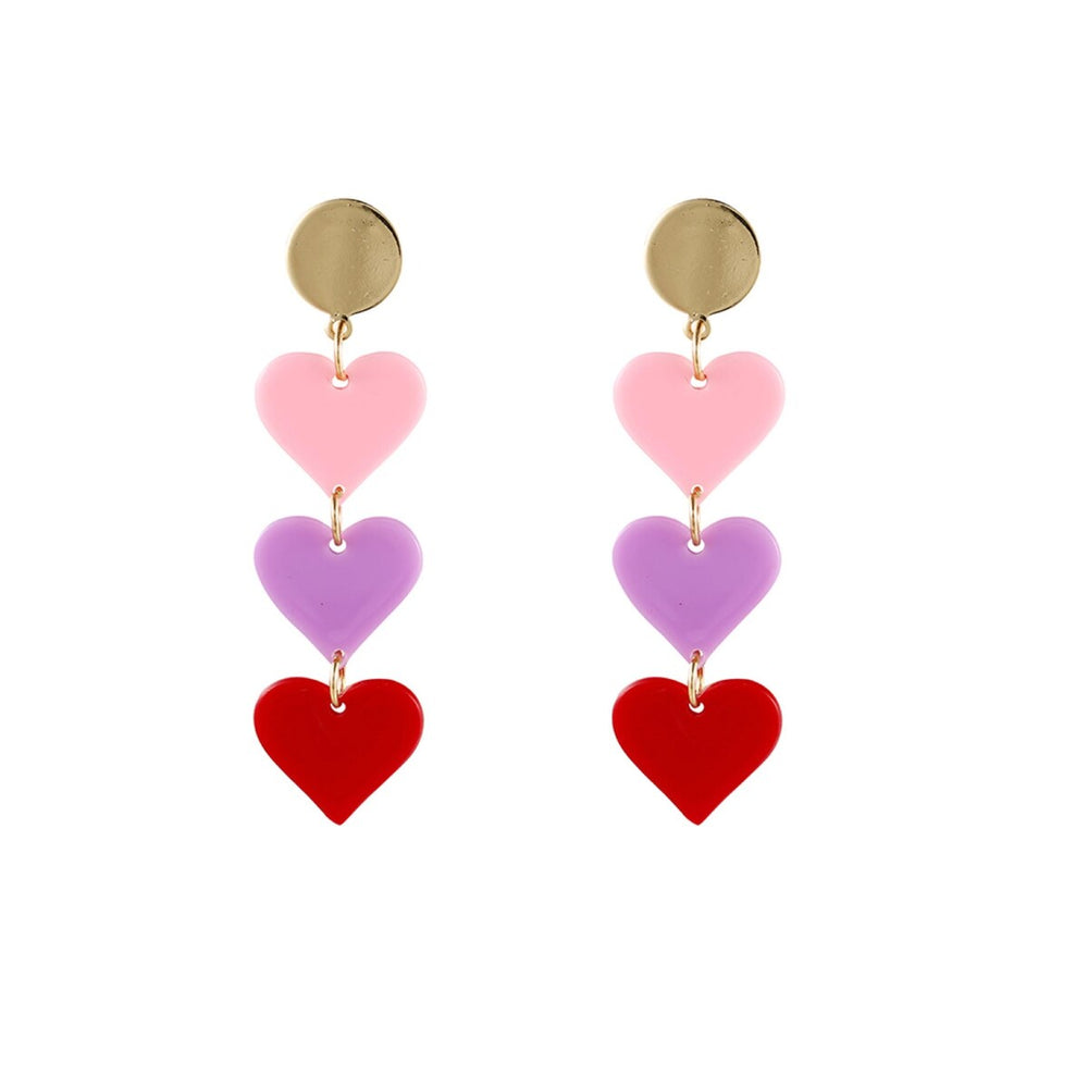 Multi Colored Hearts Drop Earrings