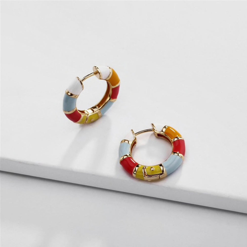 Multi Colored Huggie Hoop Earrings