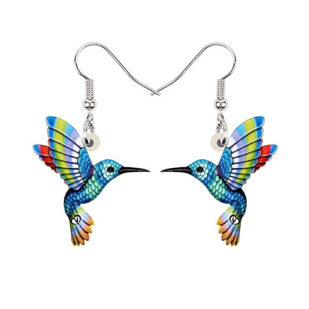 Multi Colored Hummingbird Drop Earrings