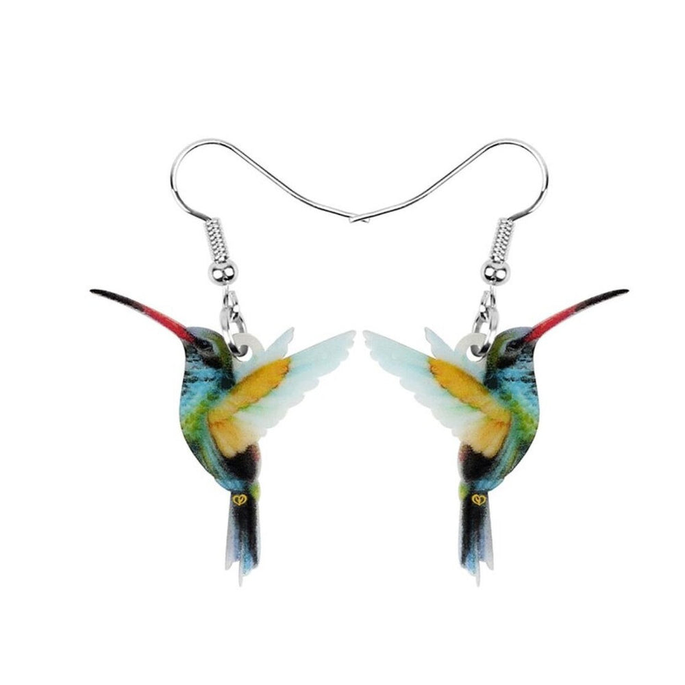 Multi Colored Hummingbird Drop Earrings