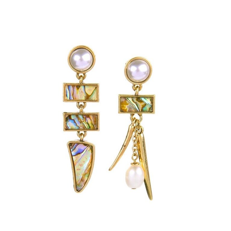 Multi Colored Imitation Pearl Asymmetrical Drop Earrings