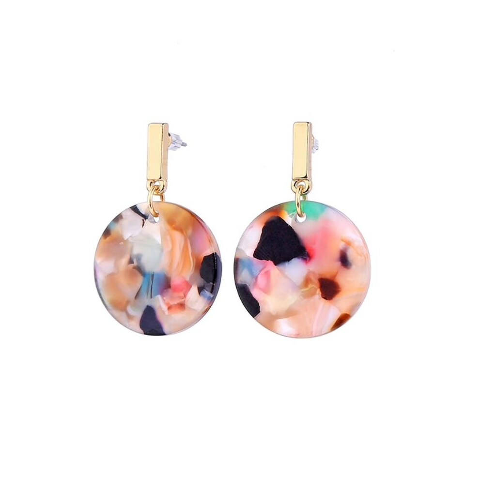 Multi Colored Marbled Circular Earrings