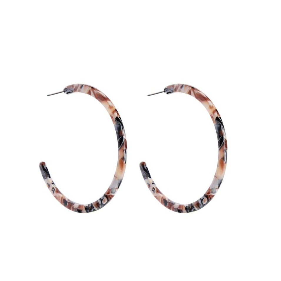 Multi Colored Marbled Faux Tortoise Shell Hoop Earrings