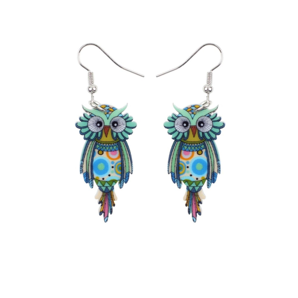 Multi Colored Owl Drop Earrings