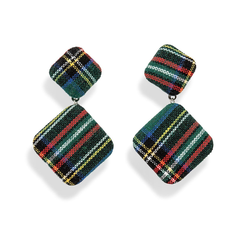 Multi Colored Plaid Drop Earrings