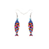 Multi Colored Scaled Fish Drop Earrings