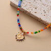 Multi Colored Seed Bead Heart Necklace - White