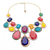 Multi Colored Statement Bib Necklace - White