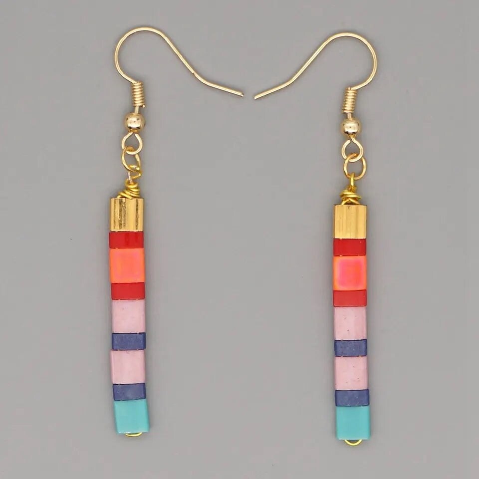 Multi Colored Tila Drop Earrings