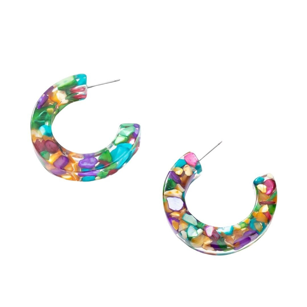 Multi Colored Transparent Hooped Earrings