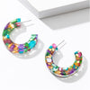 Multi Colored Transparent Hooped Earrings