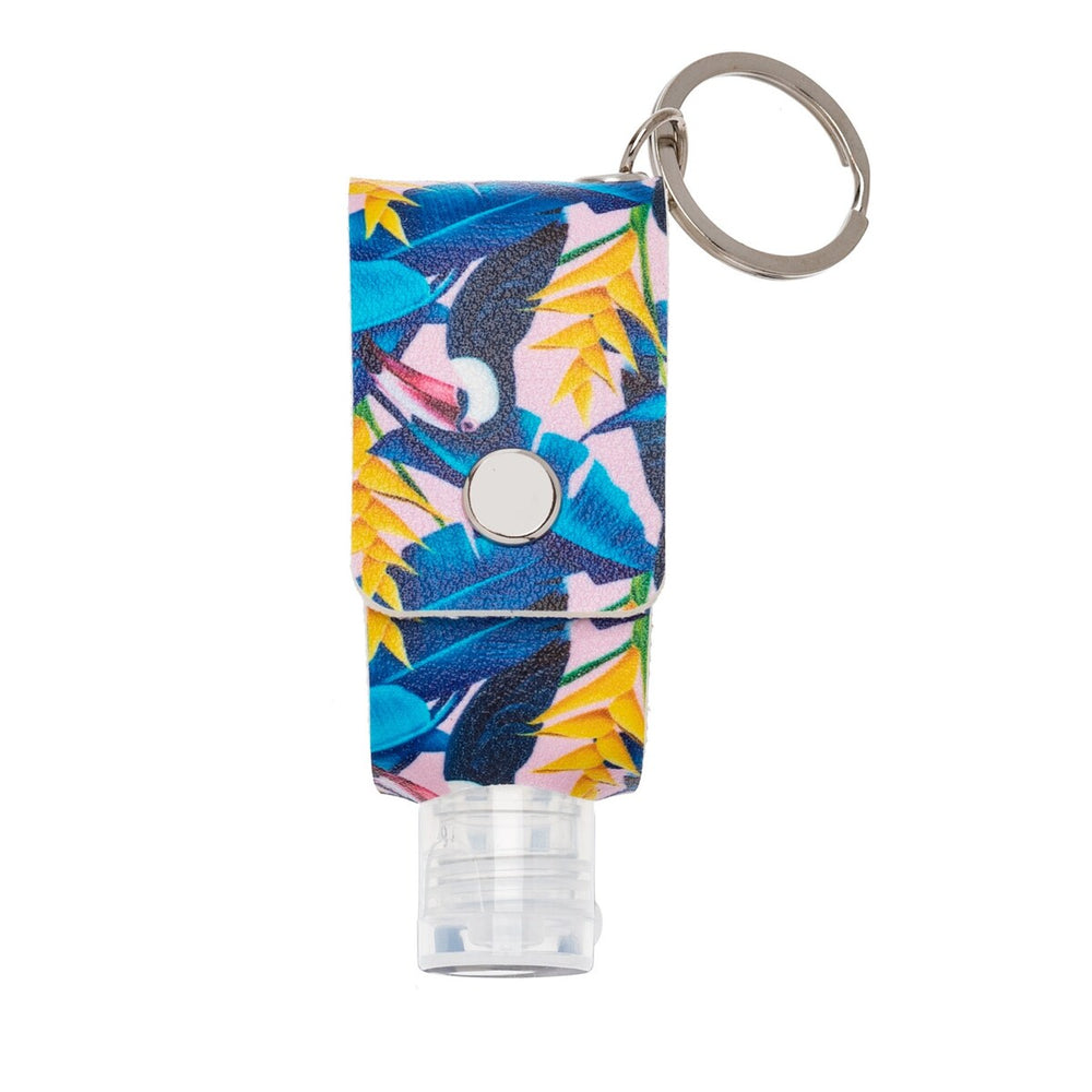 Multi Colored Tropical Hand Sanitizer Key Chain With Empty 30 Ml Bottle