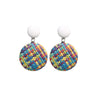 Multi Colored Wicker Circular Earrings