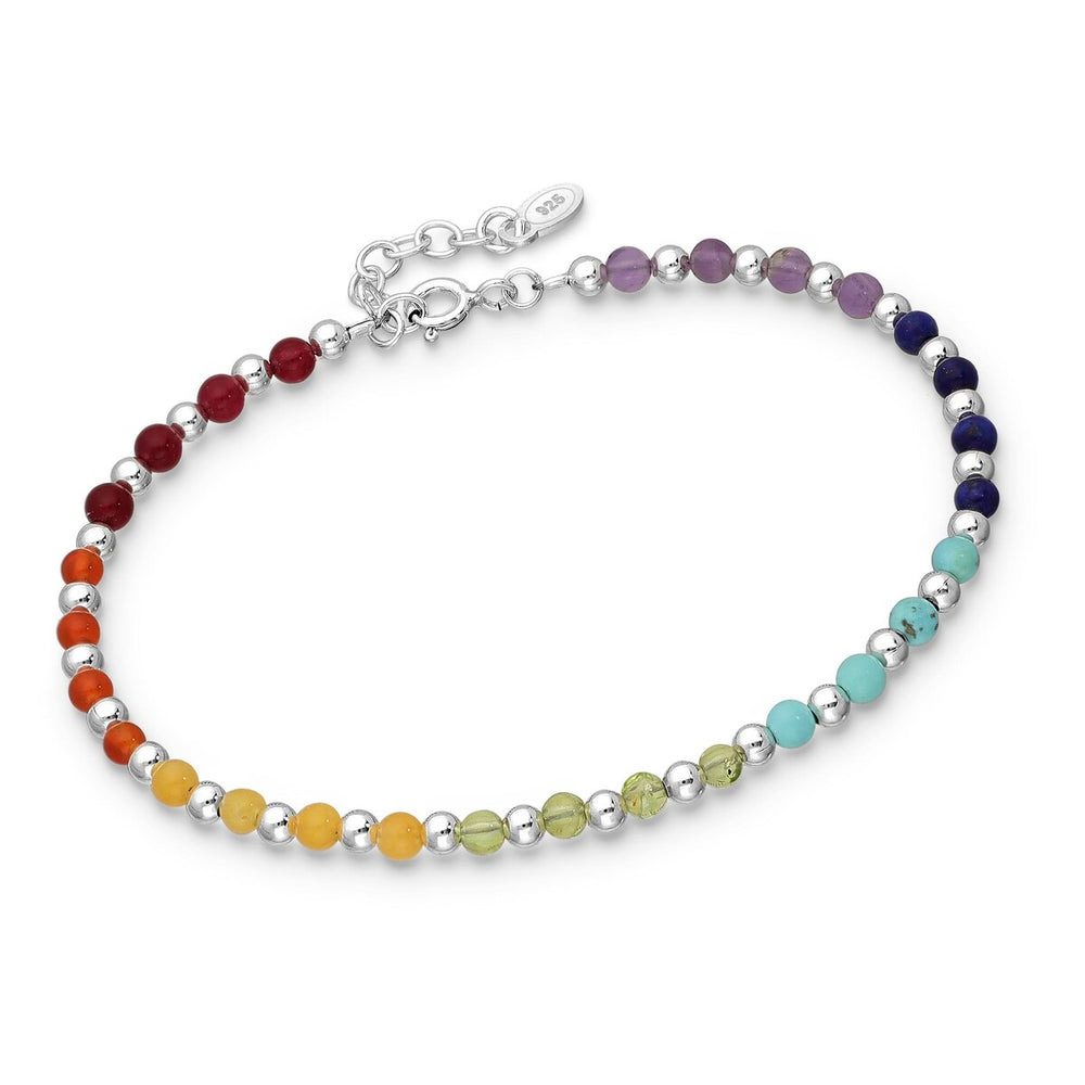 Multi-Gemstone Sterling Silver Beaded Bracelet - Multi