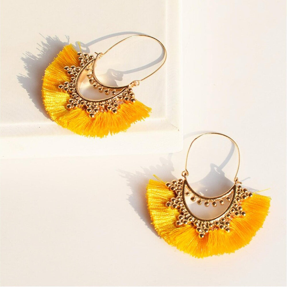 Mustard Yellow Boho Tasseled Earrings