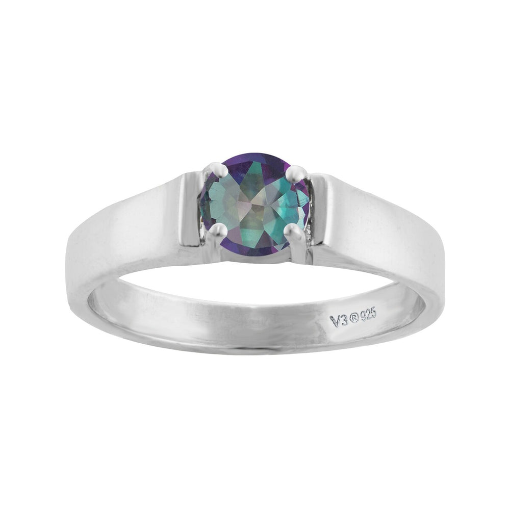 Mystic Green Topaz Sterling Silver Solitaire Ring