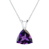 Natural Amethyst Sterling Silver Trillion Solitaire Pendant Necklace