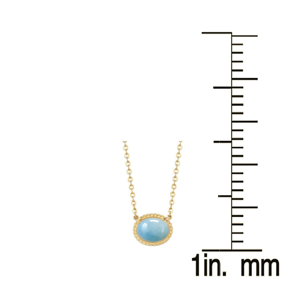 Natural Aquamarine 18K Gold Plated Sterling Silver Oval Solitaire Necklace