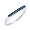 Natural Blue Diamond Sterling Silver Flat Top Stackable Ring