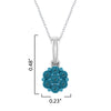 Natural Blue Diamond Sterling Silver Flower Pendant